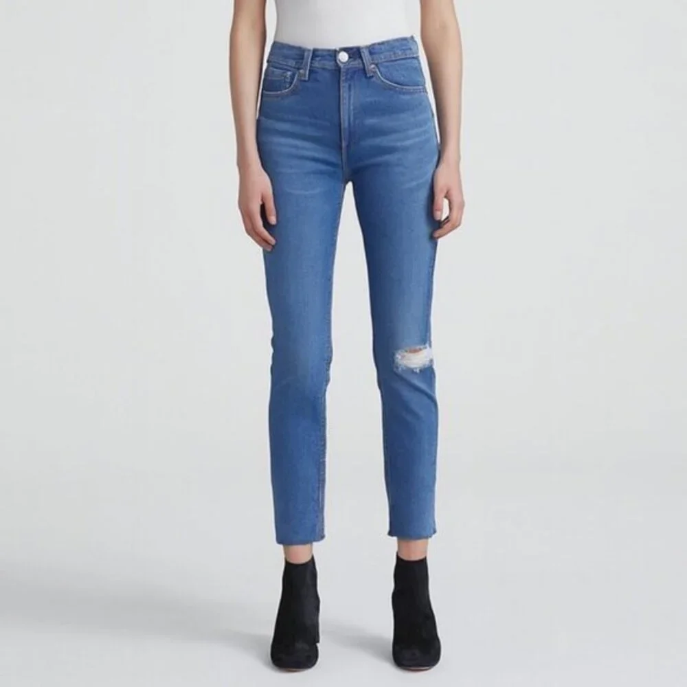 Rag & Bone High Rise Ankle Skinny Jeans Pamela Distressed Frayed Women’s Size 27